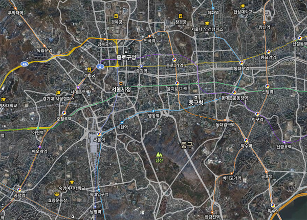 구글 지도 청와대 용산미군기지.