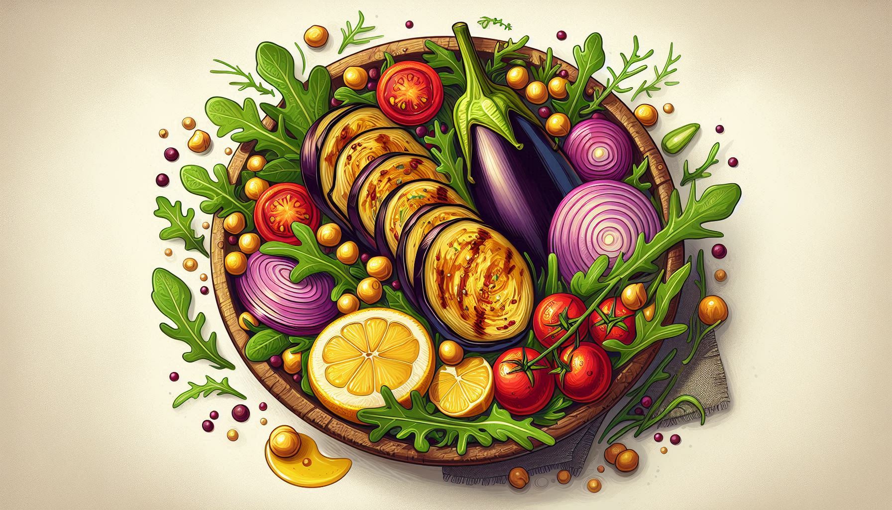 구운 가지 병아리콩 샐러드