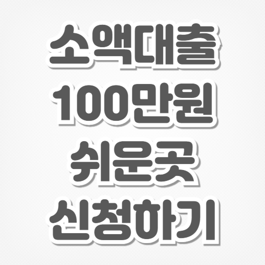 소액대출 100만원-쉬운 곳