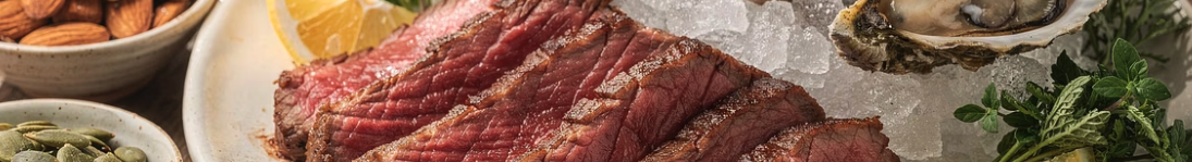 아연이 많은 음식인 굴과 소고기, 견과류,통곡물