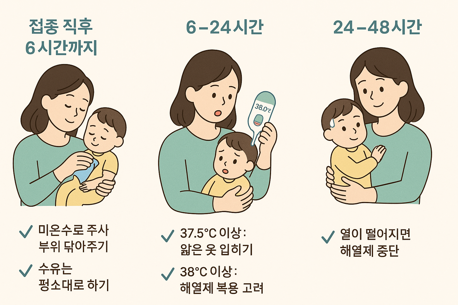 백신 접종 후 발열? 단계별 대처법 &amp; 해열제 사용 기준