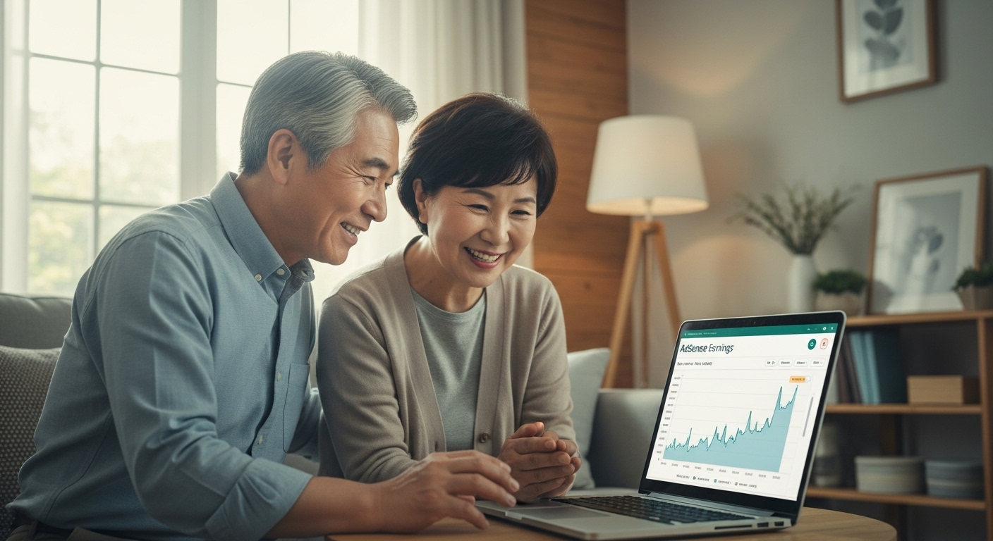 애드센스 수익 그래프를 확인하는 모습