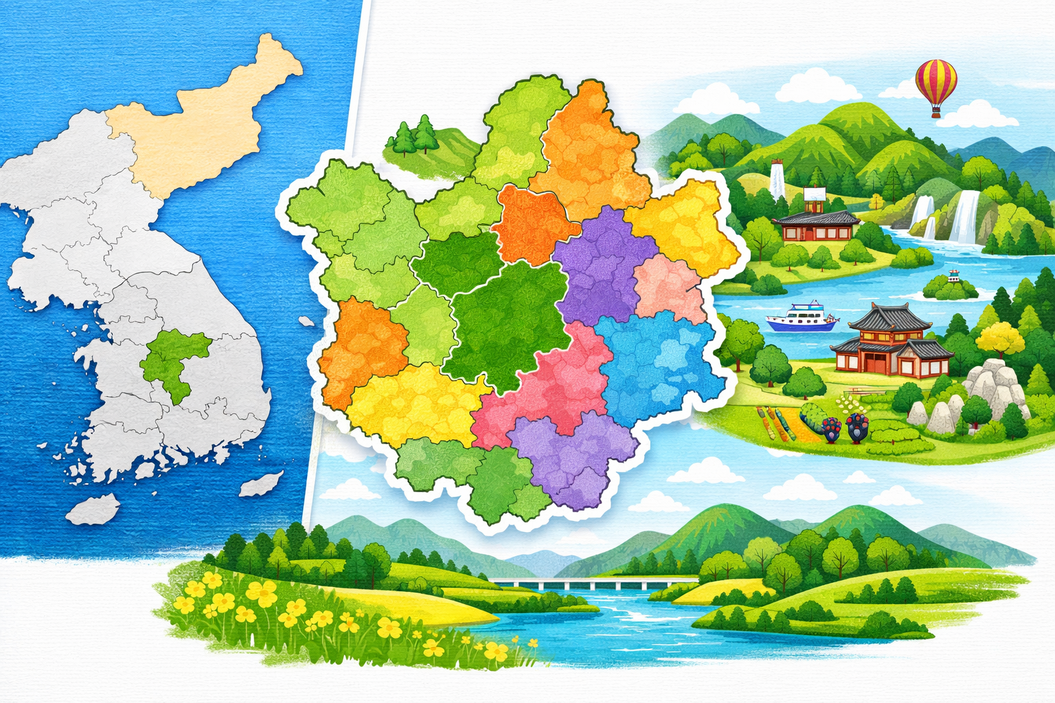 충청북도 지도 고화질 크게보기｜위치&middot;행정구역&middot;일러스트 한눈에 정리 관련 사진