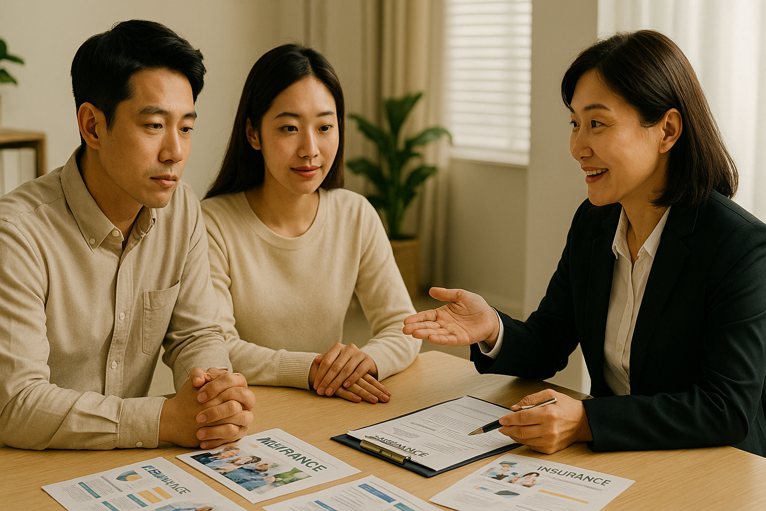 보험 설계사와 상담중인 부부