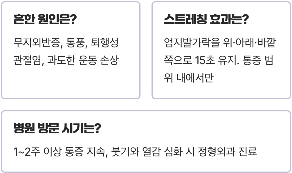 엄지발가락 통증 있을 때 운동, 해도 괜찮을까요?