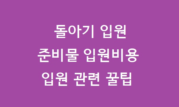 돌아기 입원 준비물