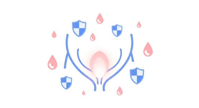 여성소음순이 요도와 질 입구를 보호하고 윤활을 돕는 역할을 상징한 그림