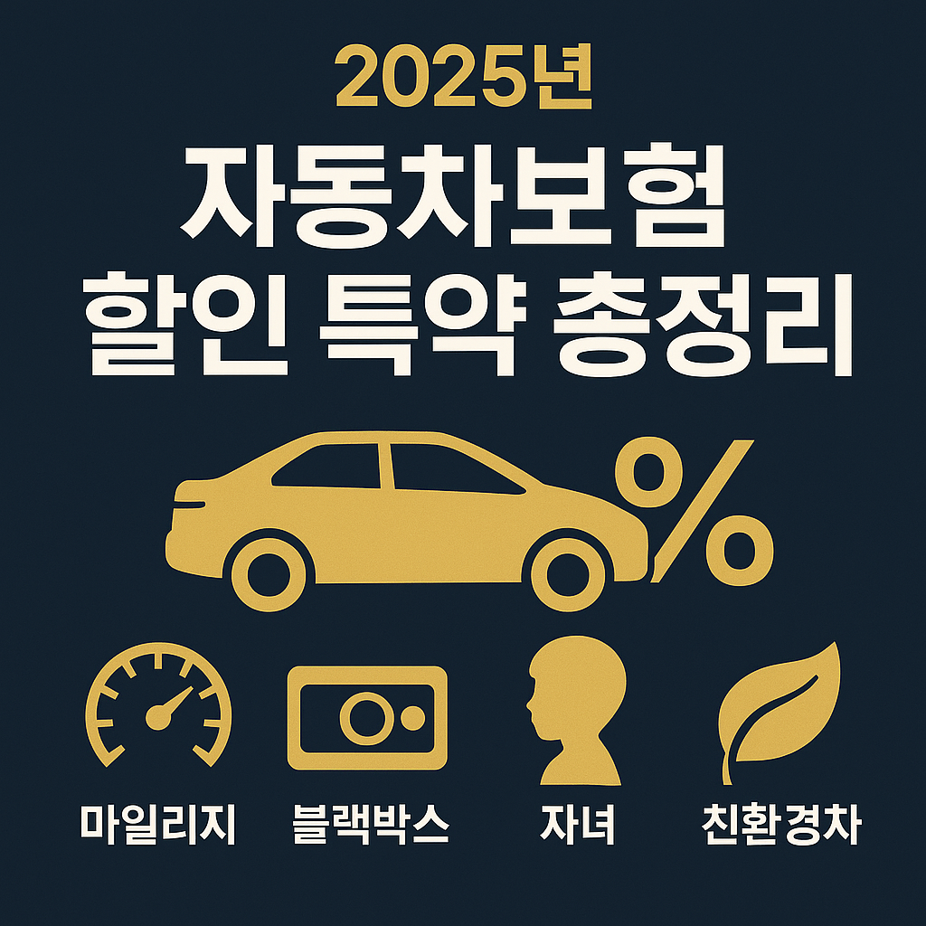 2025년 자동차보험 할인 특약 비교 – 마일리지, 블랙박스, 자녀, 친환경차 할인율 정리