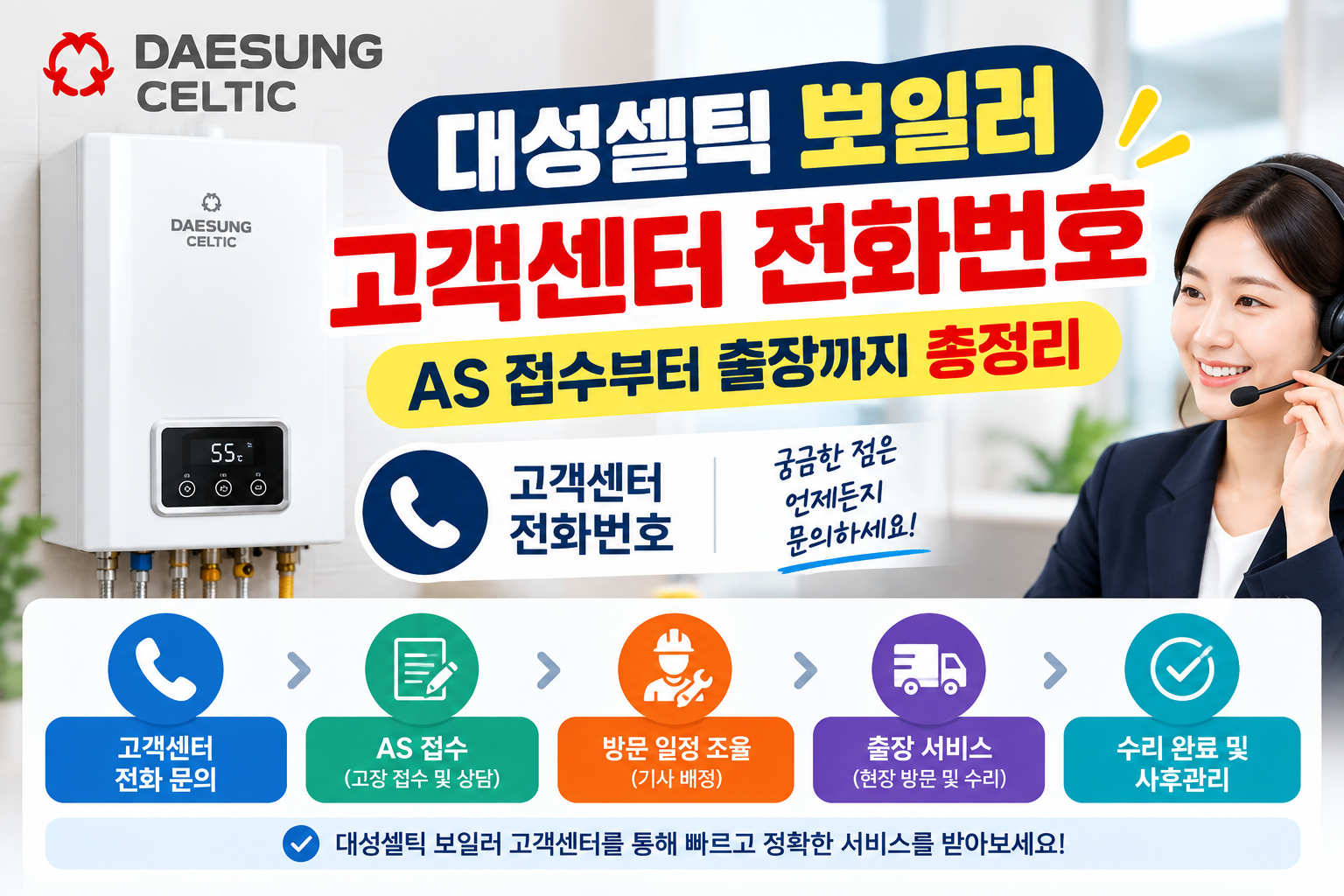 대성셀틱 보일러 고객센터 전화번호｜AS 접수부터 출장까지 총정리