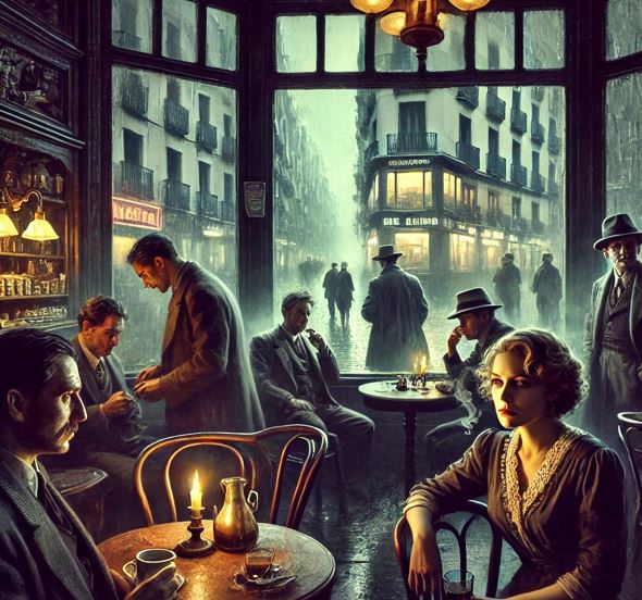 마드리드의 어두운 분위기의 카페 모습