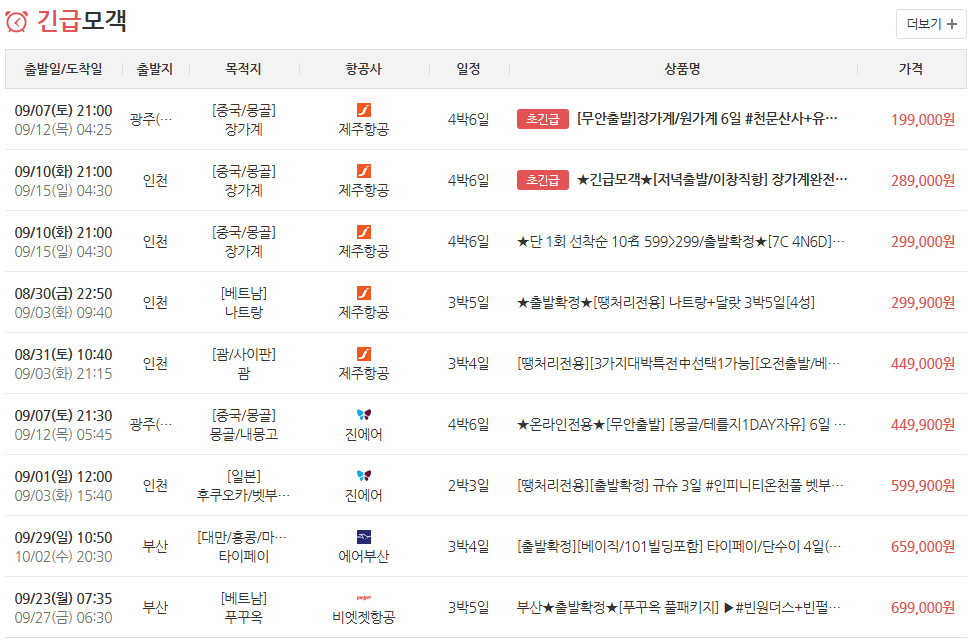 땡처리 항공권 패키지 구매 사이트 베스트 4 비교 분석