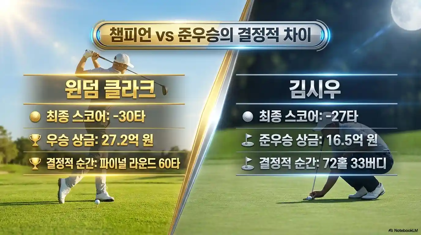 윈덤클라크와 김시우 우승 상금 및 경기 스코어 비교