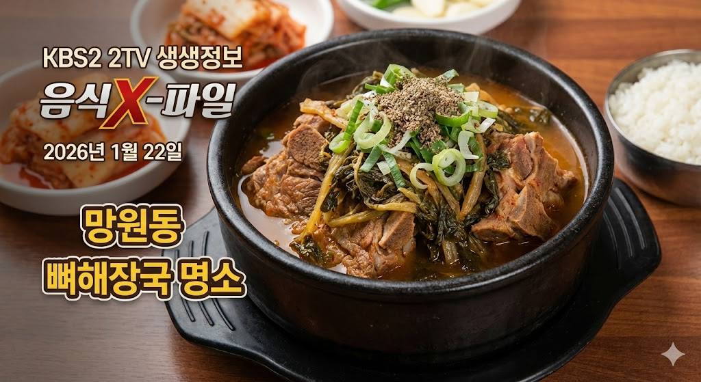 KBS2 생생정보 음식X파일 망원동 뼈해장국 명소 서부청기와 2026년 1월 22일