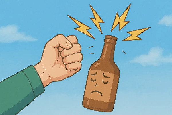 술 생각 날 때 사용할 수 있는 다양한 심리 대처 도구들을 상징하는 일러스트