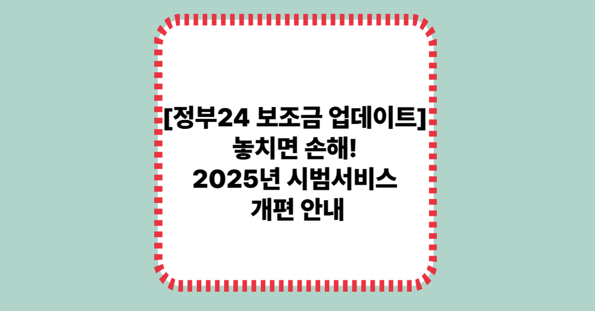 [정부24 보조금 업데이트] 놓치면 손해! 2025년 시범서비스 개편 안내