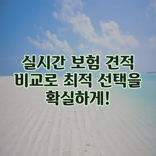 실시간 보험 견적 비교로 최적 선택을 확실하게!