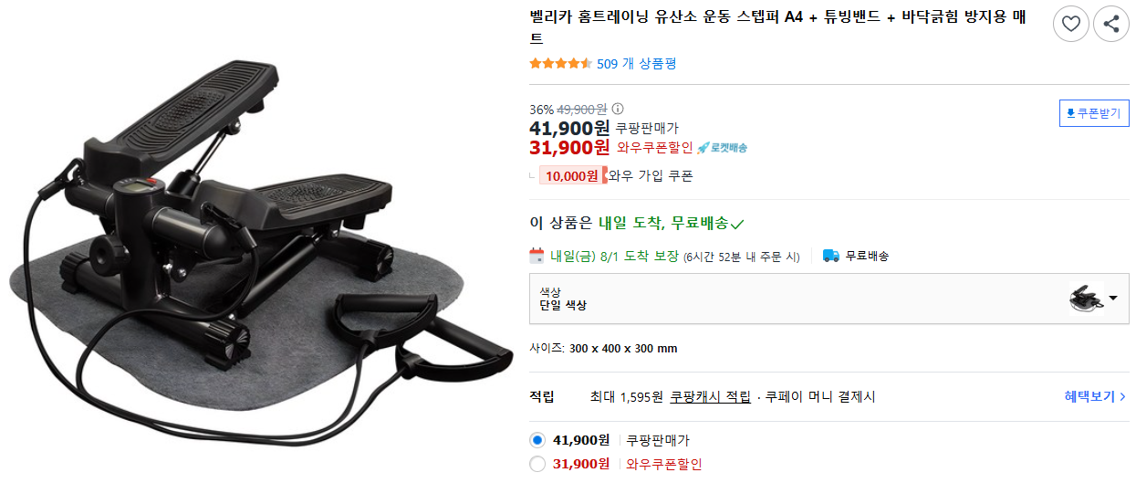 벨리카-홈트레이닝-유산소-운동-스텝퍼-A4-+-튜빙밴드-+-바닥긁힘-방지용-매트