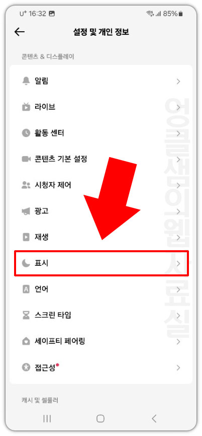 틱톡 표시 메뉴