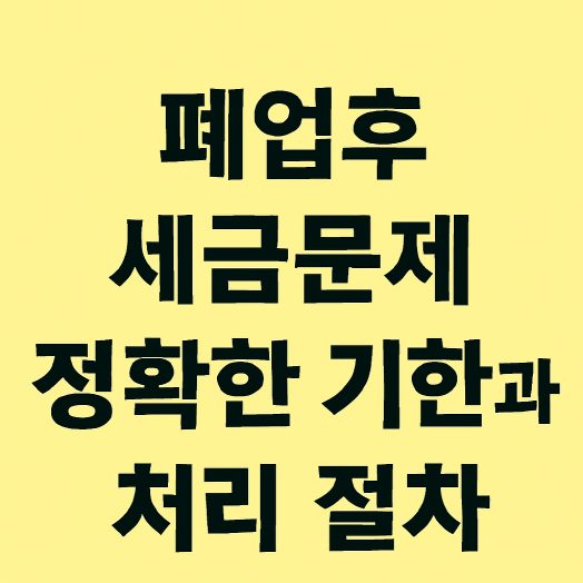 1인 사업자 폐업 후 세금 신고- 단계별 정확한 기한과 처리 절차