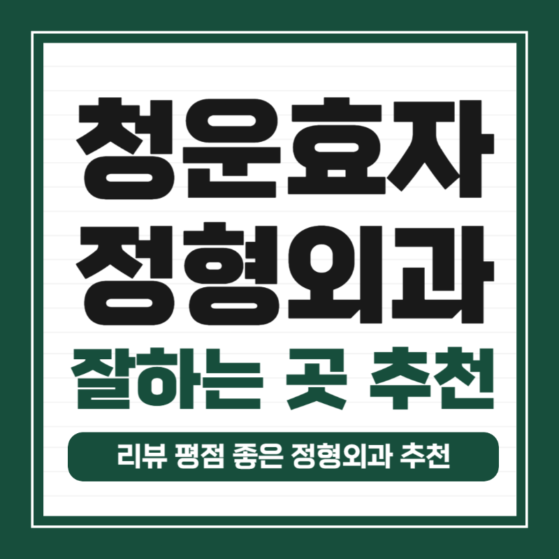 종로구 청운효자동 정형외과 전문의 유명하고 잘하는 곳 추천 TOP 5