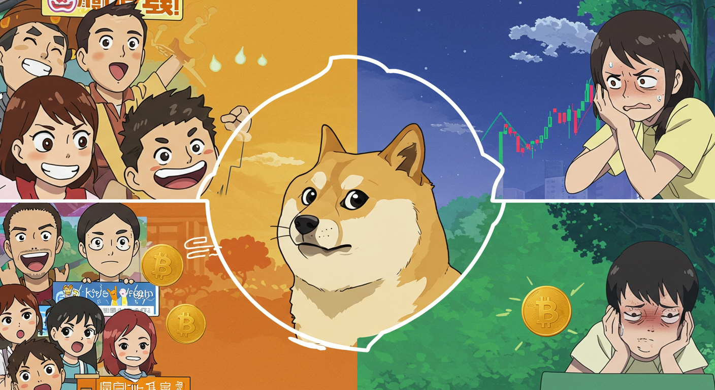 디시인사이드 도지코인 여론 변화를 표현한 장면