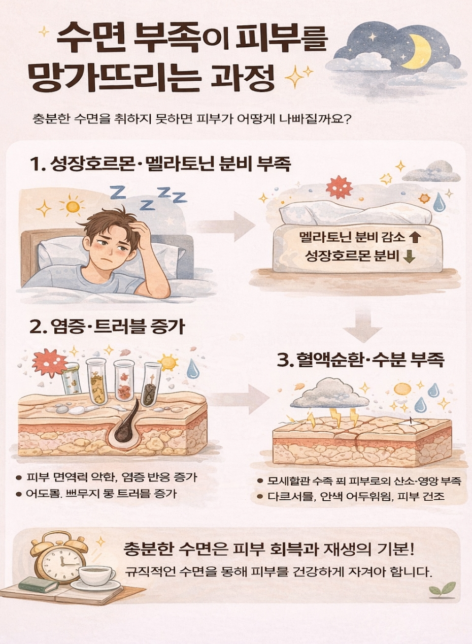 수면 부족이 피부를 망가뜨리는 5단계 과정