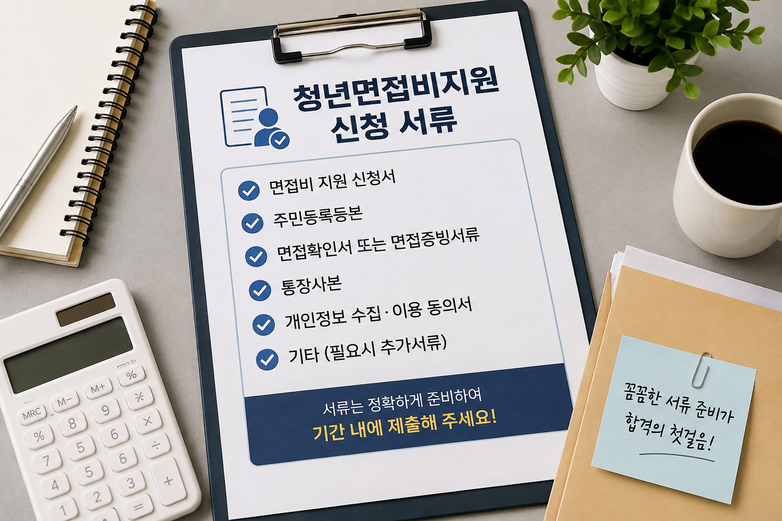 청년 면접비 지원 서류 체크리스트 이미지