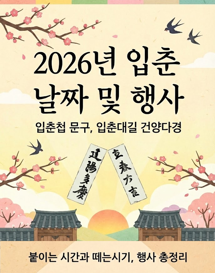 2026년 입춘 날짜 및 행사, 입춘첩 문구, 입춘대길 건양다경 붙이는 시간과 떼는시기, 행사 총정리