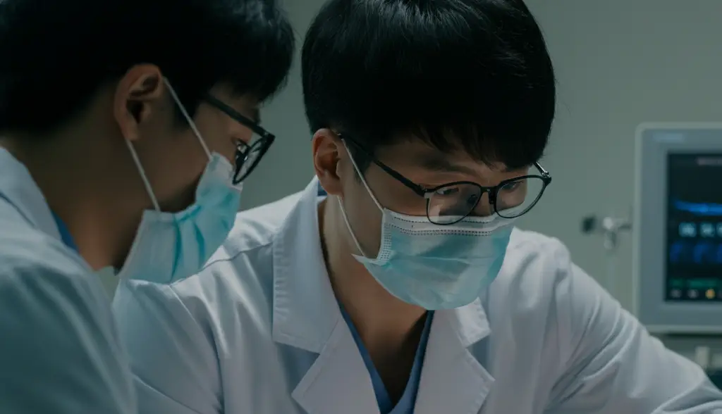 응급실에서 환자를 돌보는 의사