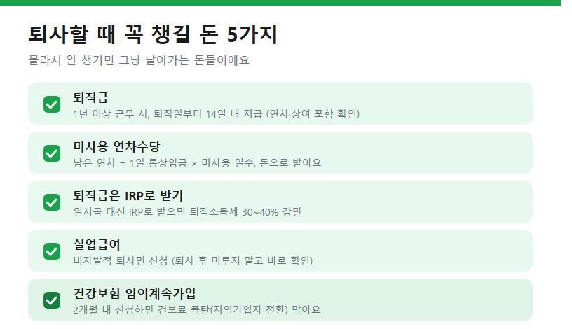 퇴사할 때 꼭 챙길 돈 5가지