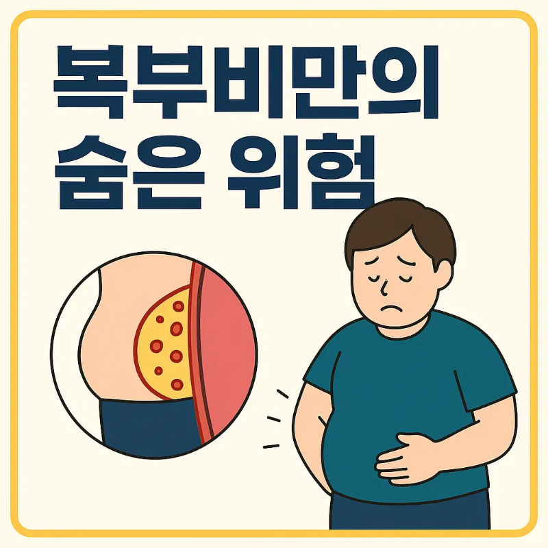 복부비만으로 인한 만성질환을 나타내는 아이콘