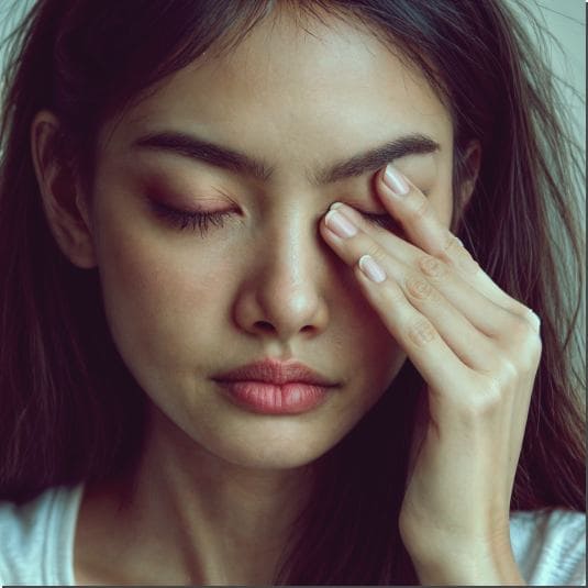 결막염 증상 눈 가려움, 눙이 가려워 비비는 여성 사진