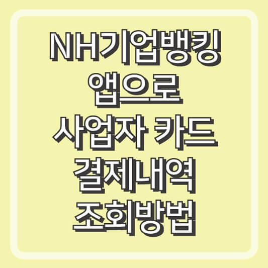 NH기업뱅킹 앱으로 사업자카드 결제내역 조회방법