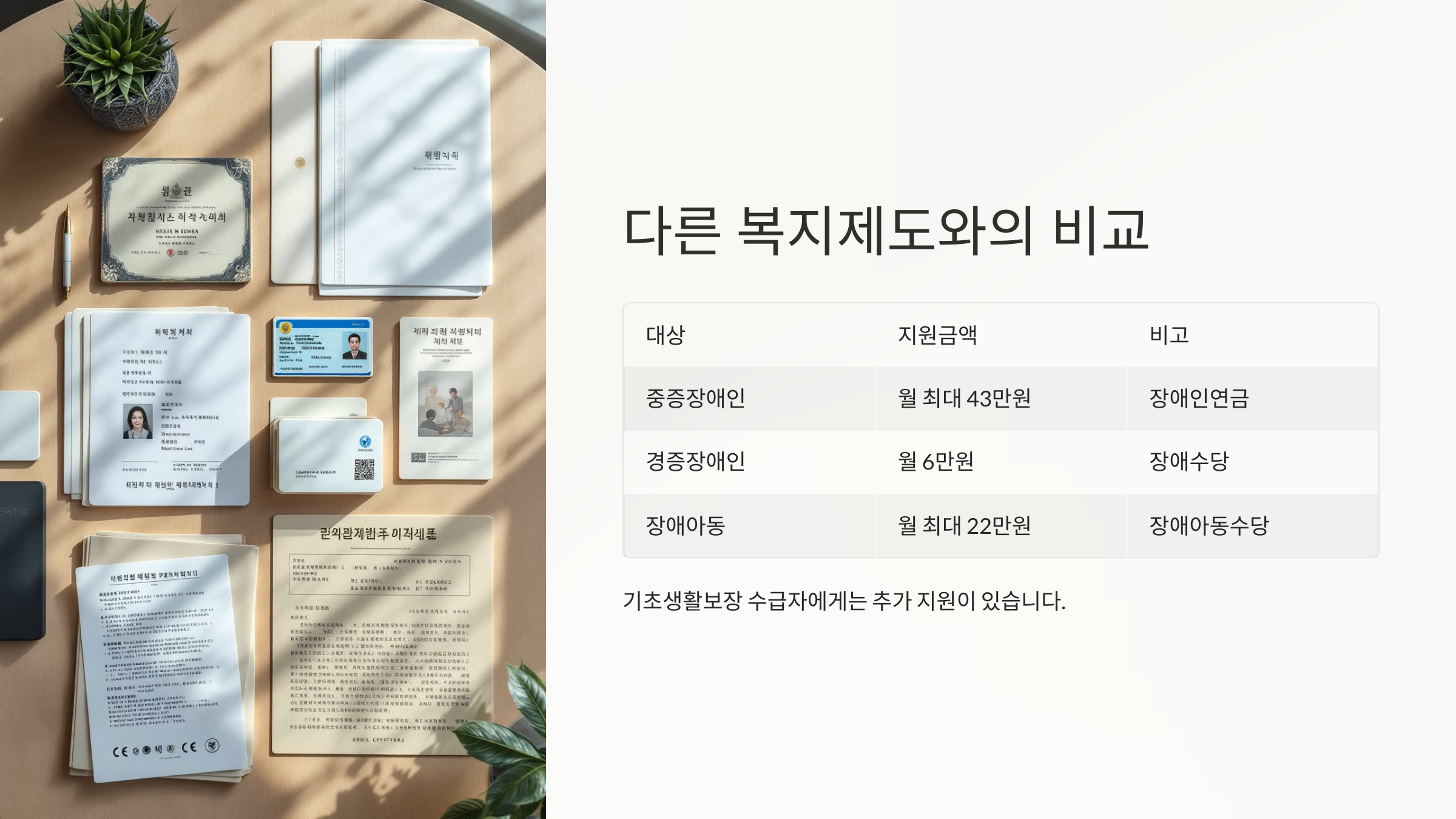 다른 복지제도와의 비교