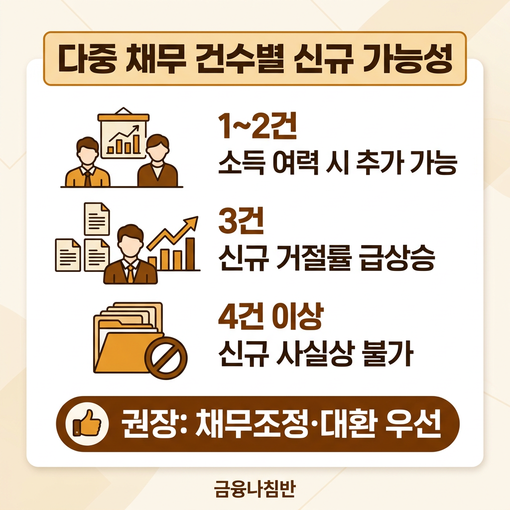 다중 채무 건수별 신규 가능성