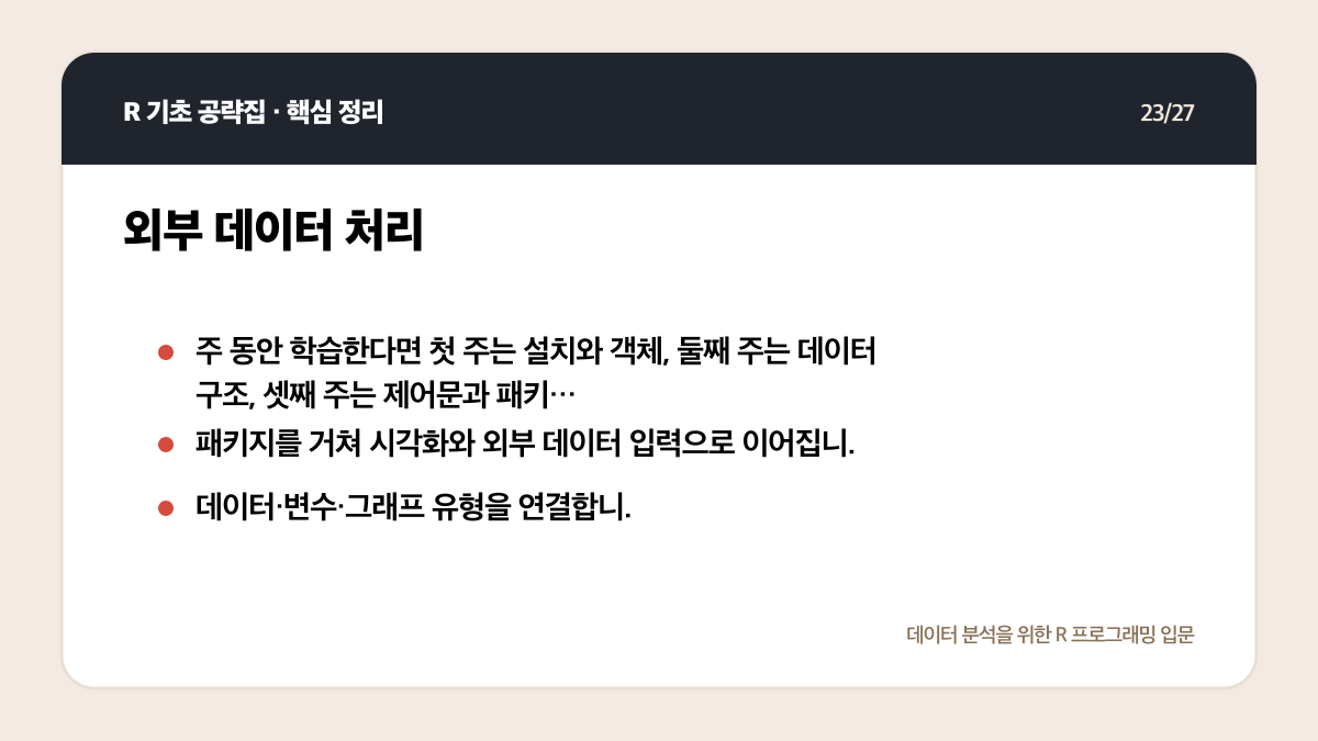 R 기초 공략집 리뷰: 데이터 분석 입문자에게 맞는 범위인가 핵심 정리 23