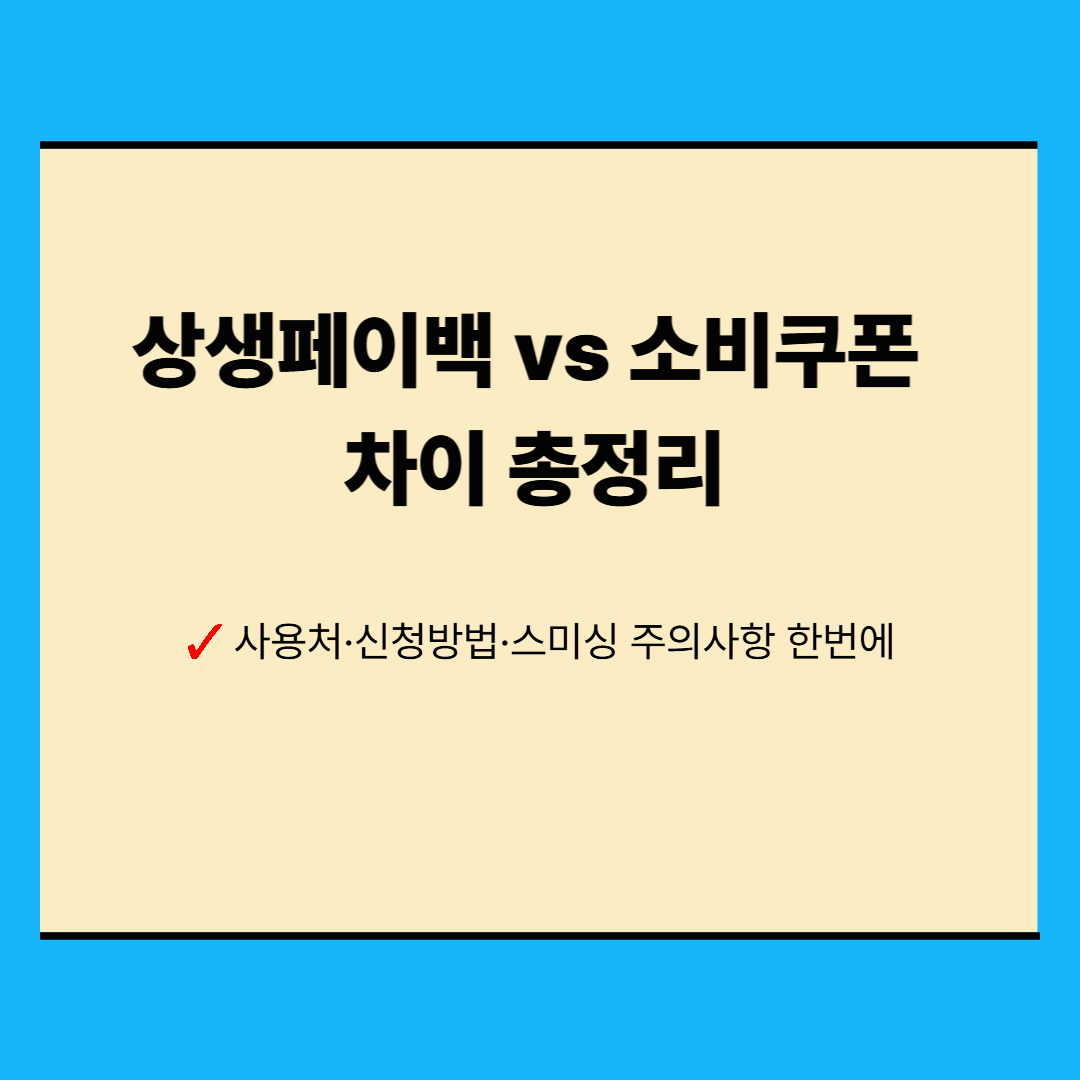 상생페이백 vs 소비쿠폰 차이 총정리|사용처·신청방법·스미싱 주의