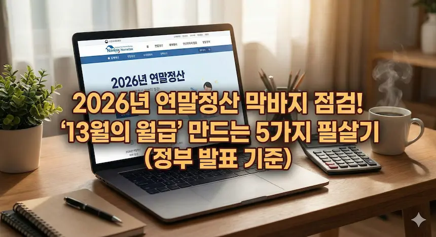 2026년 연말정산 막바지 점검! '13월의 월급' 만드는 5가지 필살기 (정부 발표 기준)