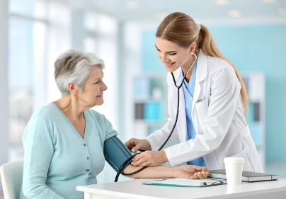 당뇨 합병증 환자를 진료하고 있는 의사