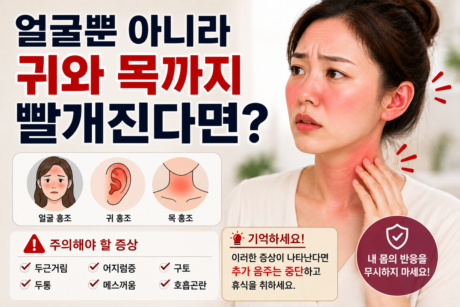 얼굴뿐 아니라 귀와 목까지 빨개진다면?