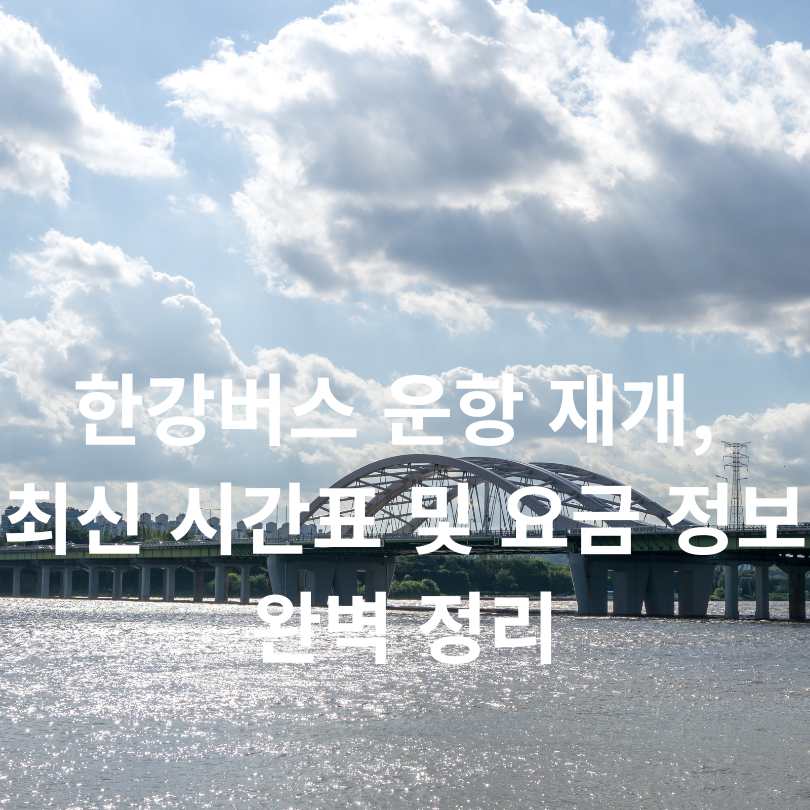 한강버스 운항 재개, 최신 시간표 및 요금 정보 완벽 정리