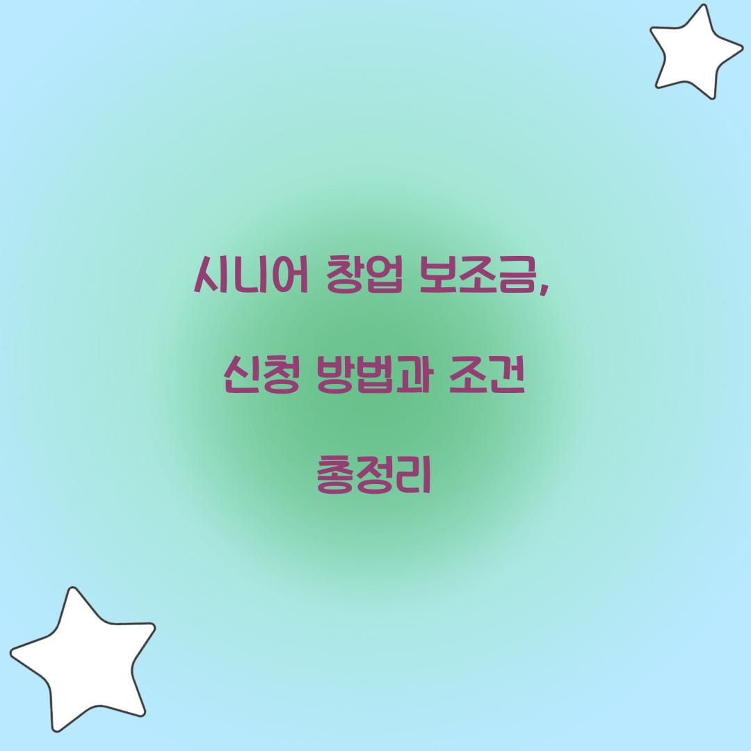 시니어 창업 보조금