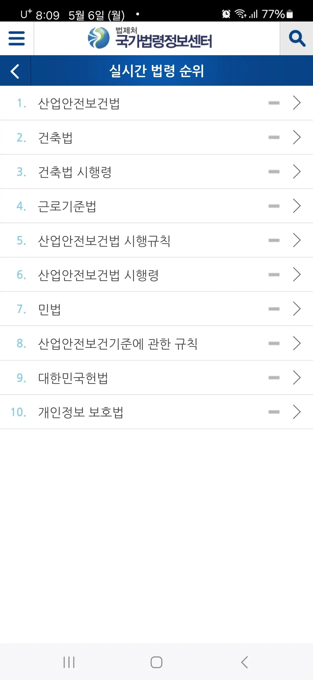 실시간 법령 순위