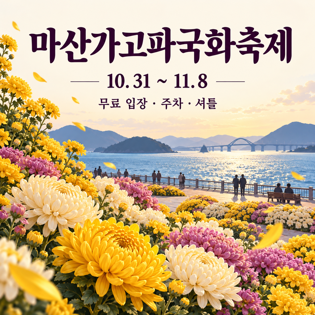 마산가고파국화축제 무료 입장, 주차와 셔틀 이용