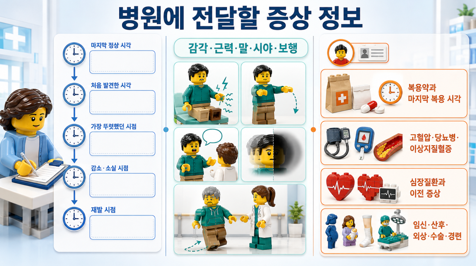응급실에 전달할 마지막 정상 시각과 증상 변화·복용약·기저질환 정보