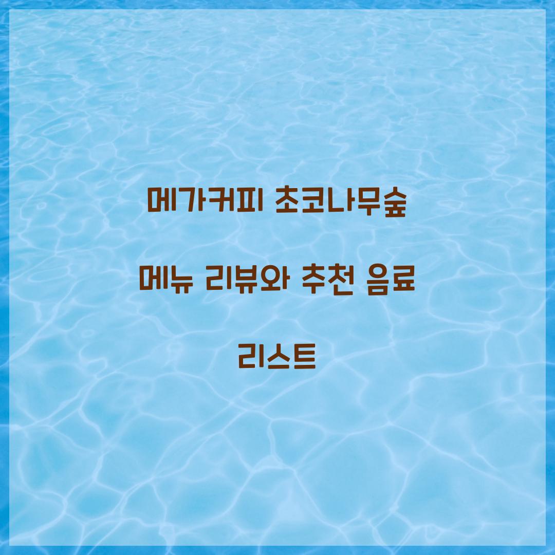 메거커피 초코나무숲 메뉴