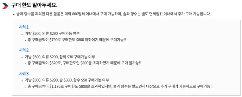 해외여행 면세한도