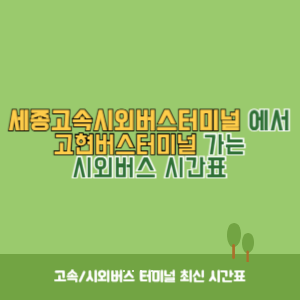 세종고속시외버스터미널에서 고현버스터미널 가는 시외버스 시간표 최신정보