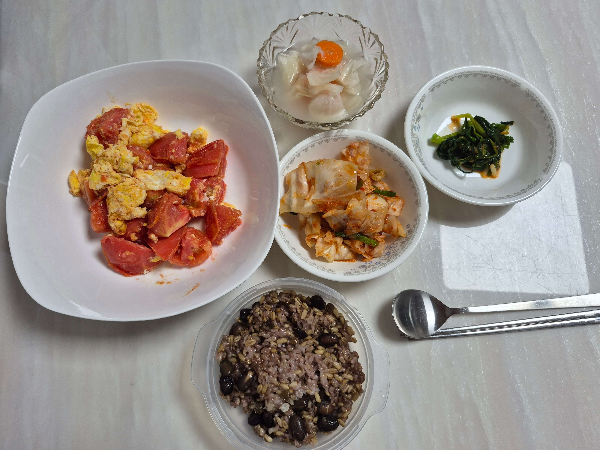 토마토 계란볶음 완성 밥상 출처/자체제작