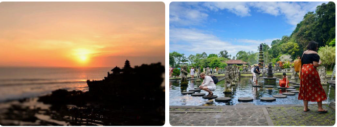 발리 석양 및 사원 사진